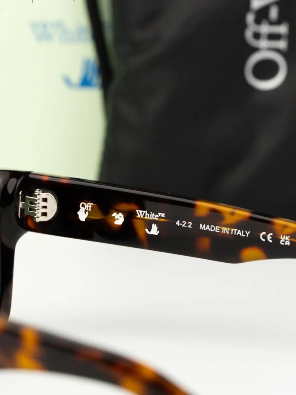 Off-White VIRGIL Men Sunglasses Havana Green Square OERI008 2645 NEW AUTHENTIC